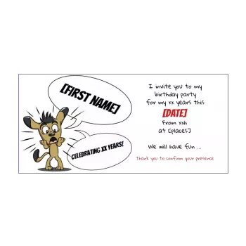 birthday card invitation dog brown drawing kid 