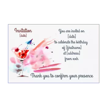 birthday card invitation cocktail grey red 