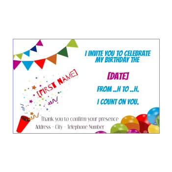 birthday card invitation balloon confetti drawing 