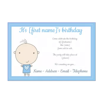 birthday card invitation baby blue boy drawing kid 