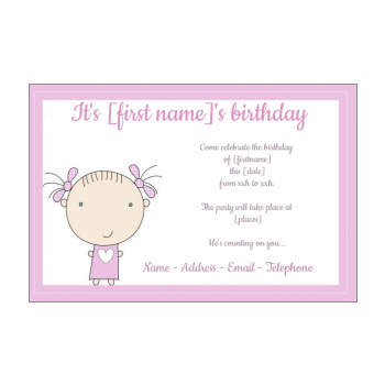 Birthday invitation for Girl free printable template or send online