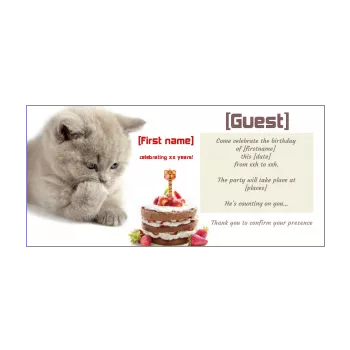 birthday card invitation strawberry cat fruit cake chocolade kid 