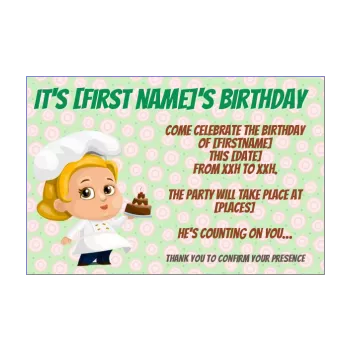 birthday card invitation cake drawing girl kid 