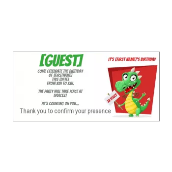 birthday card invitation dinosaur drawing green kid red animals 