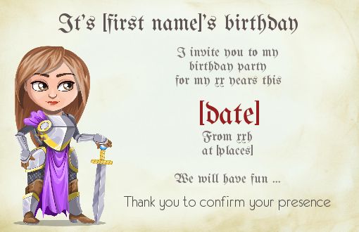 Birthday Card Invitation Princess Drawing free template