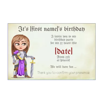 birthday card invitation princess drawing girl kid knight 