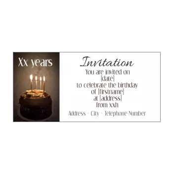 birthday card invitation black brown cake candle chocolade elegant 