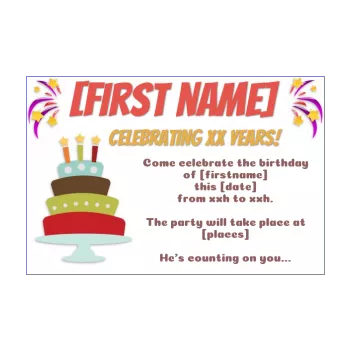 birthday card invitation cake drawing kid star 