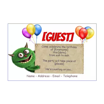 birthday card invitation balloon green kid 