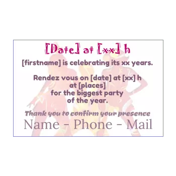 birthday card invitation party dance girl orange 