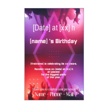 birthday card invitation party hand mauve rose 