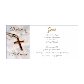 announcement invitation baptism cross white 