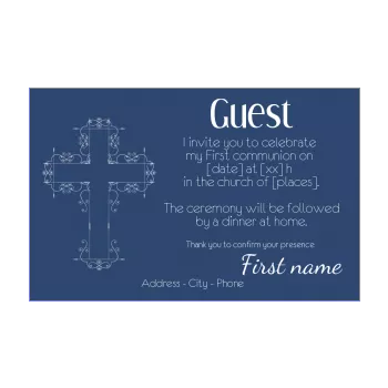 announcement communion blue boy cross 