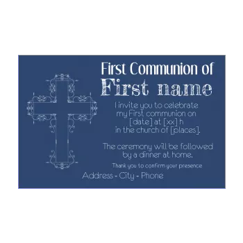 announcement communion blue boy cross 
