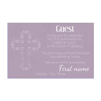 announcement communion cross girl mauve 