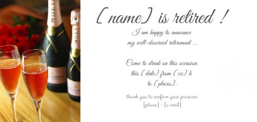 Card Invitation Retirement Champagne Party free template