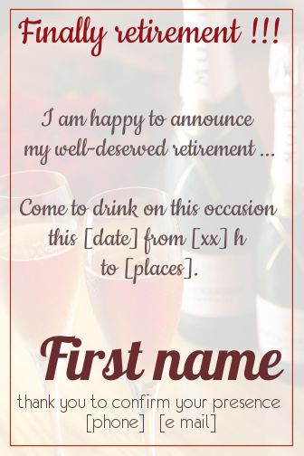 Card Invitation Retirement Champagne Party free template