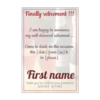 card invitation retirement champagne party rose alcohol 