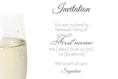 Card Invitation Retirement Champagne White free template