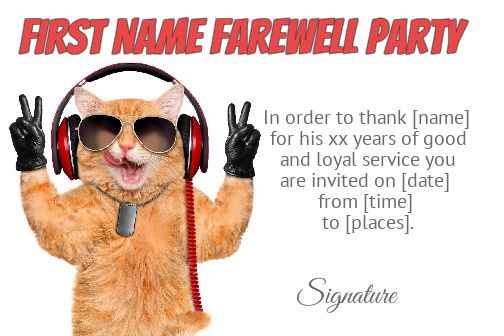Funny Card Invitation Retirement Cat free template