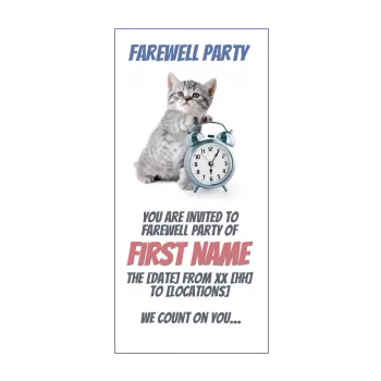 card invitation retirement cat blue white 