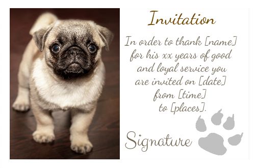 Card Invitation Retirement Dog Brown free template