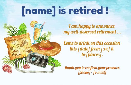 Card Invitation Retirement Hat Party free template