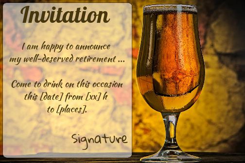 Card Invitation Retirement Beer Party free template