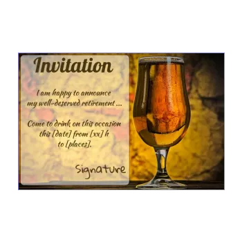 card invitation retirement beer party brown 