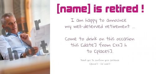 Card Invitation Retirement Party White with photo template