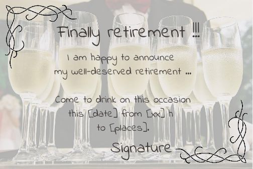 Card Invitation Retirement Champagne Party free template