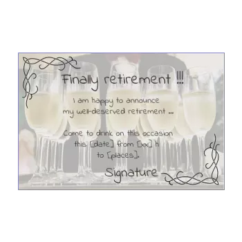 card invitation retirement champagne party yellow 