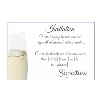 card invitation retirement champagne party white 