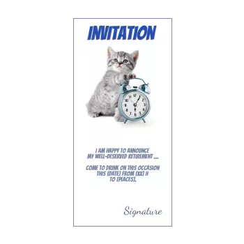 funny card invitation retirement party cat 