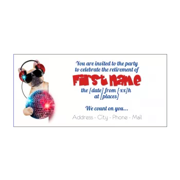 funny card invitation retirement party dog white 