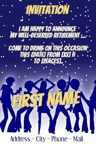 Card Invitation Retirement Party Blue free template