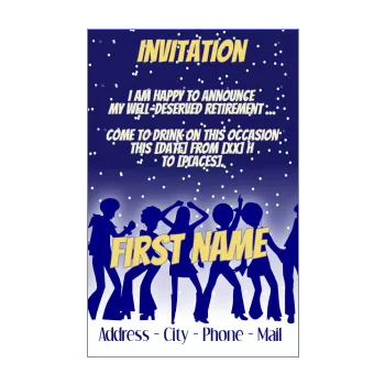 card invitation retirement party blue dance drawing 