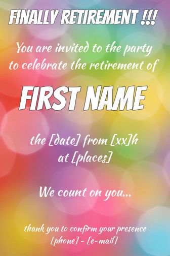 Card Invitation Retirement Party Red free template