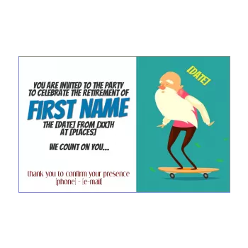 funny card invitation retirement grandfather party drawing sport surf 