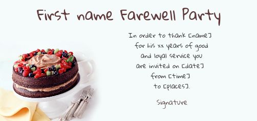 Card Invitation Retirement Blue Cake free template