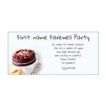 card invitation retirement blue cake chocolade 