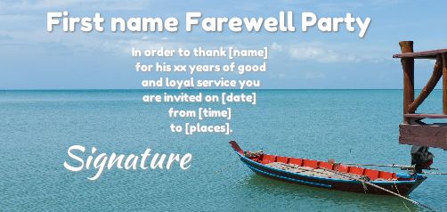 Card Invitation Retirement Blue free template