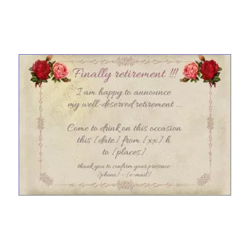 card invitation retirement party flower red rose 