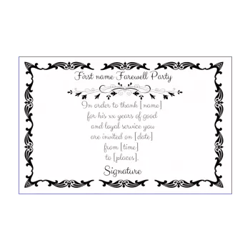card invitation retirement black white 