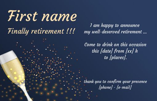 Card Invitation Retirement Champagne Party free template