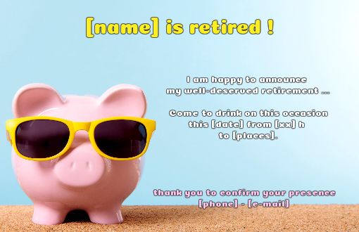 Card Invitation Retirement Party Pig free template