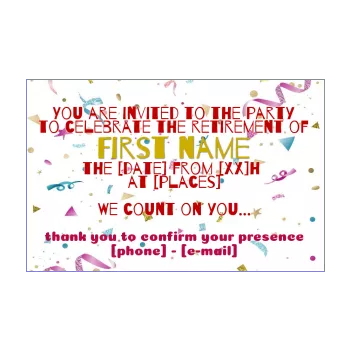 card invitation retirement party blue confetti red 