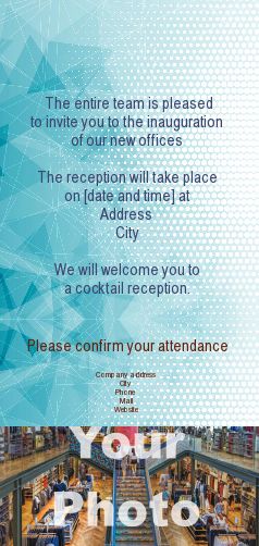 Inauguration Invitation Shop Blue Local with photo template