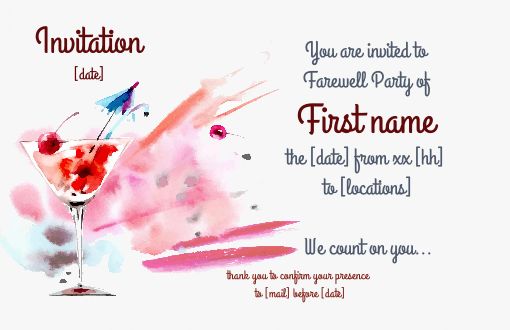 Card Invitation Retirement Cocktail Blue free template