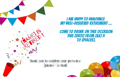 Card Invitation Retirement Party Balloon Confetti free template (card 2683)